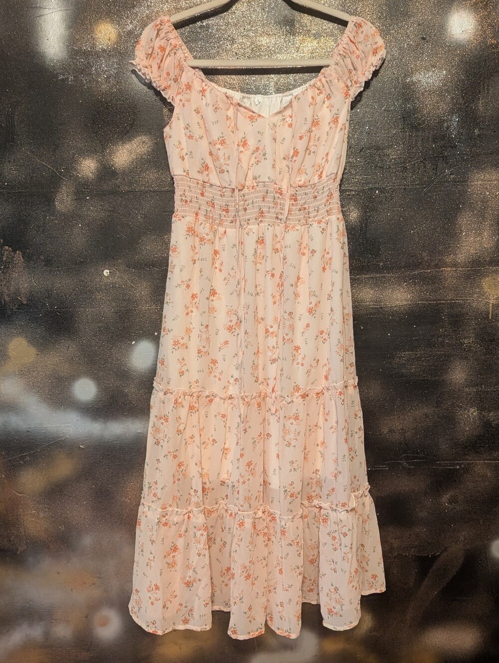 Women’s Floral Smocked Waist Midi Dress - Pink